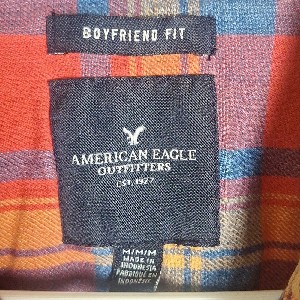 American Eagle Boyfriend Fit Flannel Shirt Size M - Picture 4 of 9